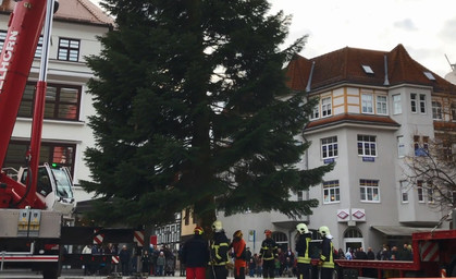 Weihnachtsbäume in Suhl werden aufgestellt