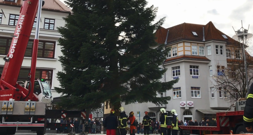 Weihnachtsbäume in Suhl werden aufgestellt