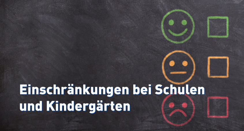 Aktuelle Einschränkungen bei Schulen und Kindergärten